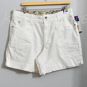 Dakota Blue Women's Short Mid‎ Rise withh Pockets Flap with Button WHITE